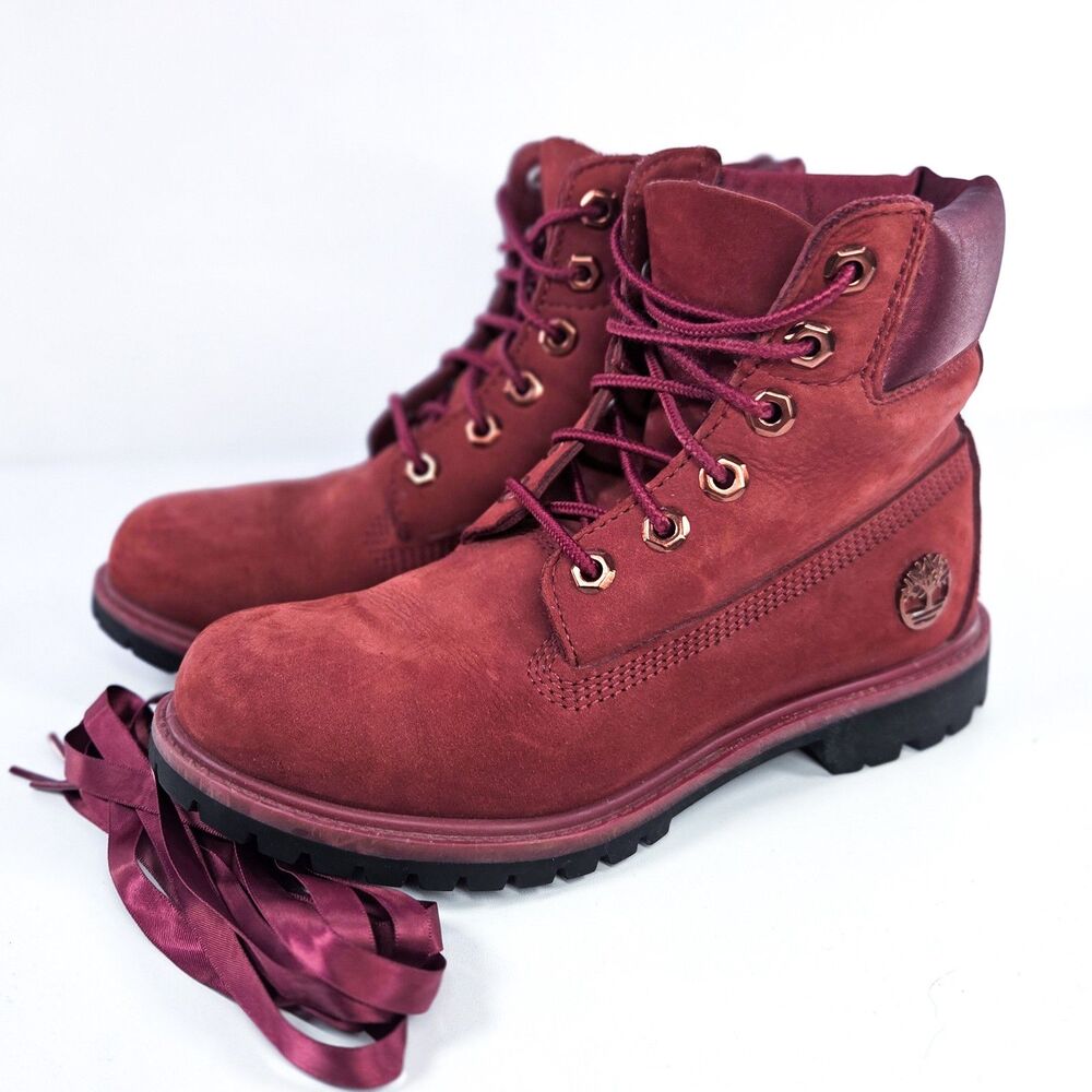 Timberland 6-Inch Premium Waterproof Boots A1SC7 Burgundy Womens 6.5